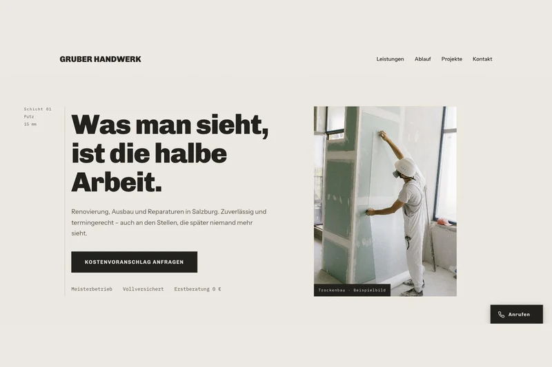 Startseite von Gruber Handwerk